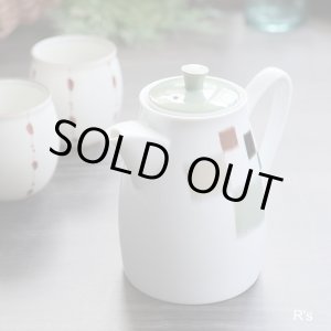 画像: ノリタケ　レトロ　急須　ポット　グリーン　未使用品 (p 6107)