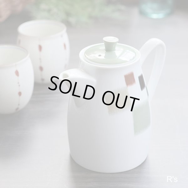 画像1: ノリタケ　レトロ　急須　ポット　グリーン　未使用品 (p 6107)