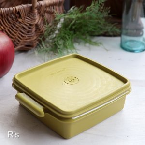 画像: タッパーウェア　お重箱　シングル　角型密閉容器　グリーン　900ｍｌ　未使用品 (HH6209)