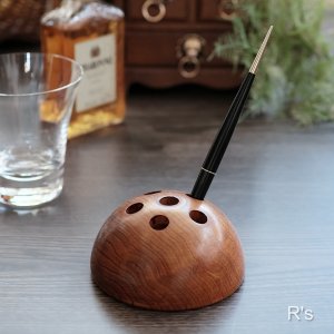 画像: 飛騨高山　慶長堂　木工品　木製ペン立て　6穴　ユーズド品（店6244）