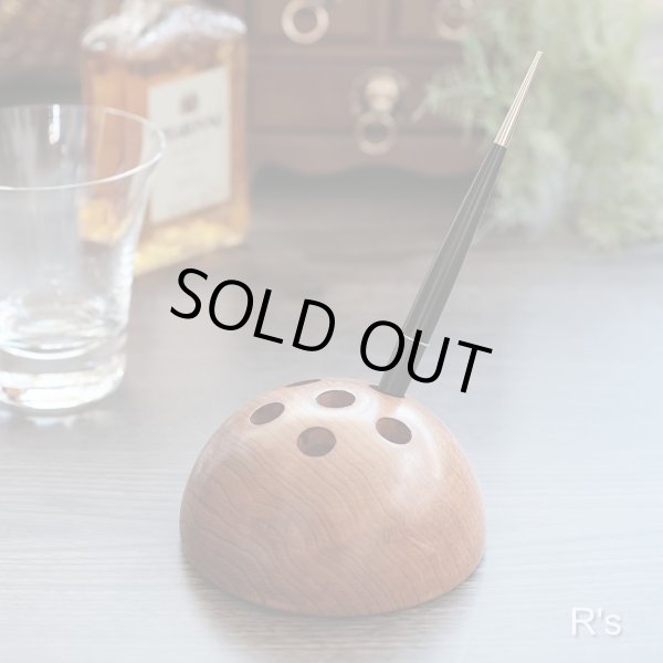 画像1: 飛騨高山　慶長堂　木工品　木製ペン立て　6穴　ユーズド品（店6244）