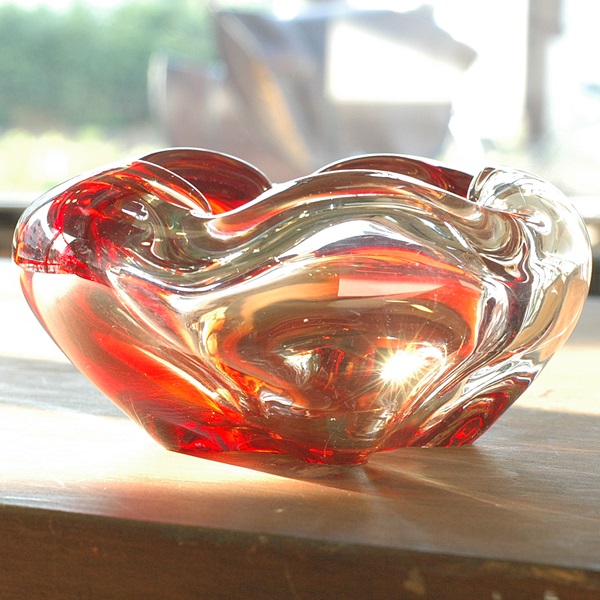 画像2: レトロ　ガラス灰皿　赤×クリア　ユーズド品（U529）