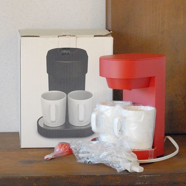 画像1: プラスマイナスゼロ　コーヒーメーカー　2カップ　XKC-V110　赤　未使用品（エ613）