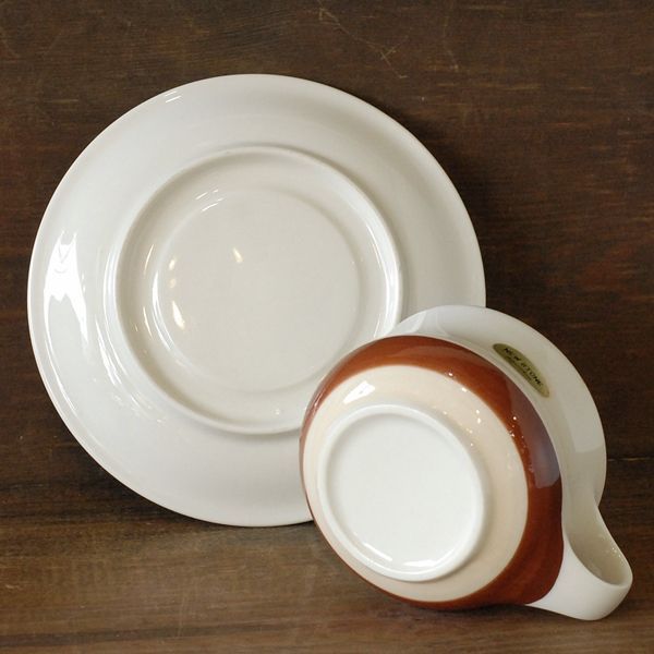 画像4: SEYEI　セーエー陶器　カップ＆ソーサー　肌色＆茶色ライン　未使用品（こ788）