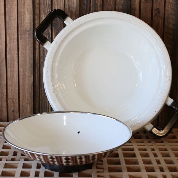 画像3: ホーロー両手鍋　土鍋型　未使用品（く1659）