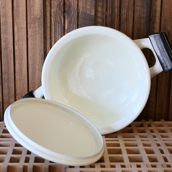 画像5: マルエス　天ぷら鍋セット　ホーロー両手鍋　未使用品（ナ1658）