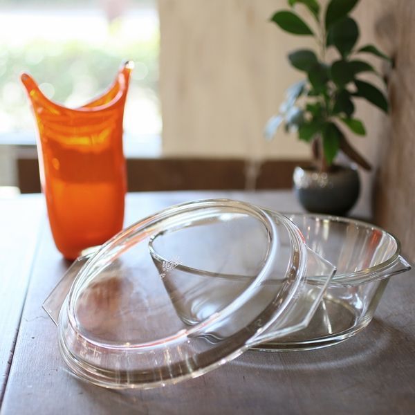 画像1: イギリス　JAJ　パイレックス　ガラス両手鍋　未使用品（ふ2499）