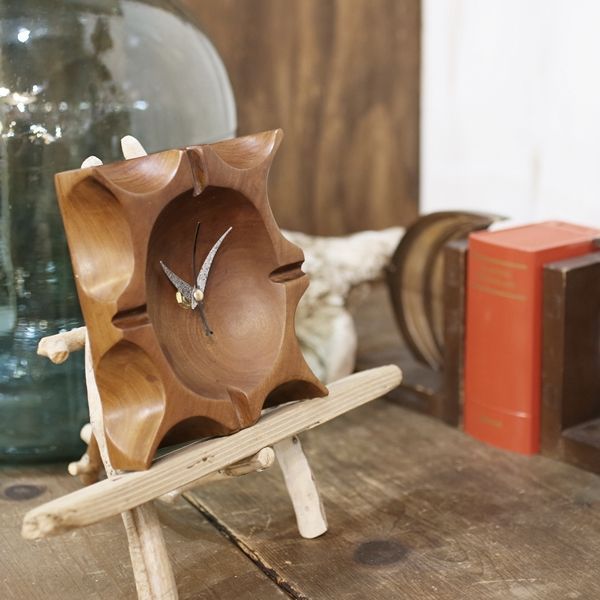 画像2: レトロ　木製　灰皿時計　掛け時計/ウォールクロック　カスタムメイド（店2622）