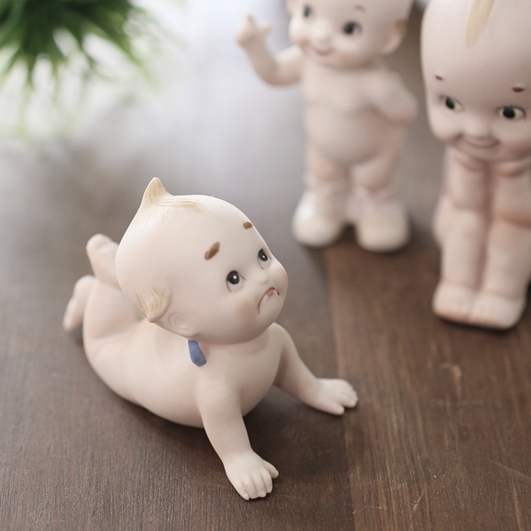 画像1: ビスクドール　陶器製キューピー人形　見上げ　アンティーク品（タ3580）