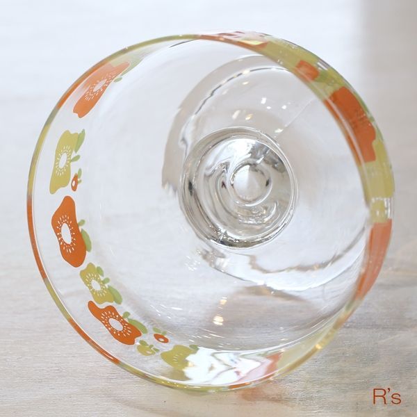 画像4: レトロ　ガラス　アイスクリームカップ/デザートカップ　花柄　未使用品（R3609）