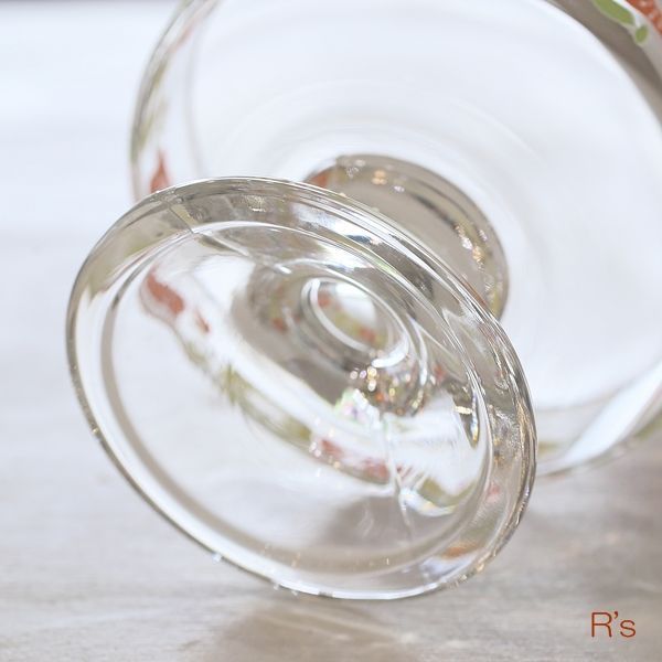 画像5: レトロ　ガラス　アイスクリームカップ/デザートカップ　花柄　未使用品（R3609）