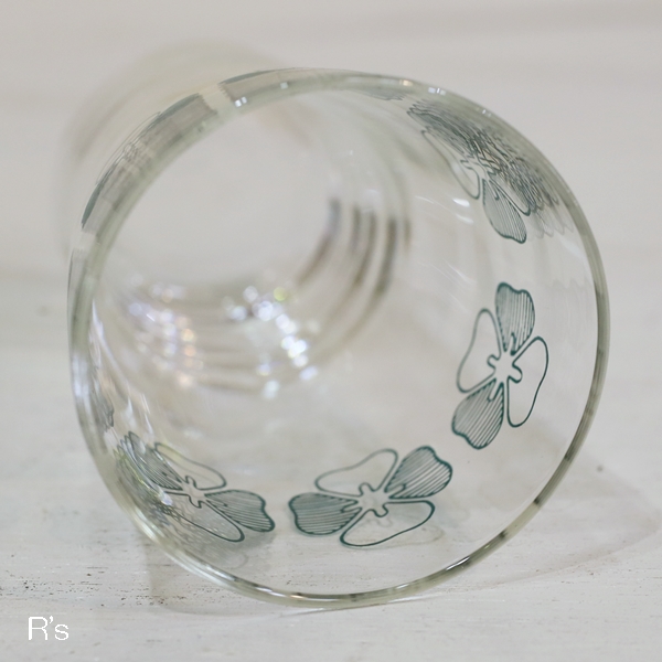 画像3: 石塚硝子　アデリアグラス　レトロタンブラー/コップ　パンジー　グリーン　未使用品（ｂ3922）