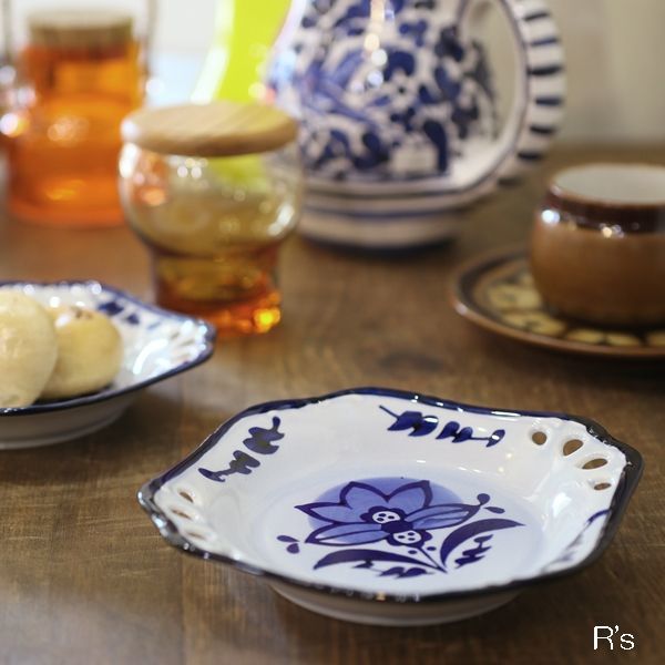 画像1: Sango　三郷陶器　透かし皿/深小皿/取り皿　EUROPEAN　青花B　未使用品（よ3956）