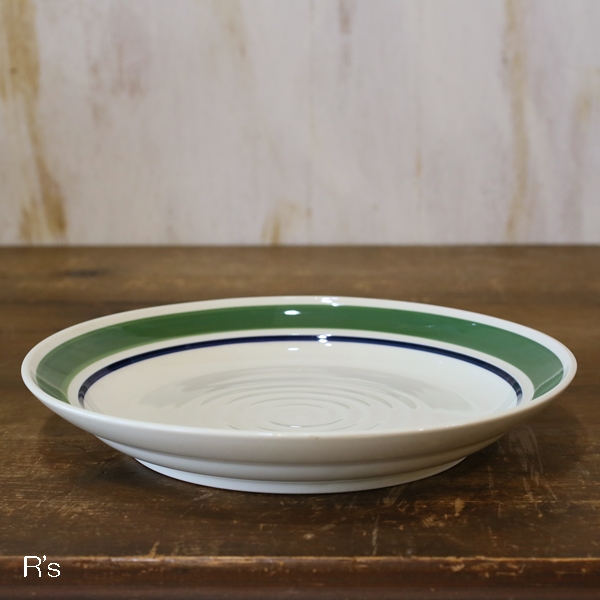 画像2: Sango　三郷陶器　大皿/プレート　Country Song　グリーン＆ブルーライン　未使用品（ス4073）