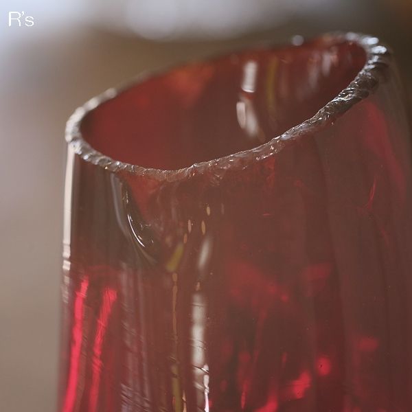 画像3: アンティーク　ガラス　フラワーベース　壁掛け花瓶　一輪挿し　赤（ヲ4099）　