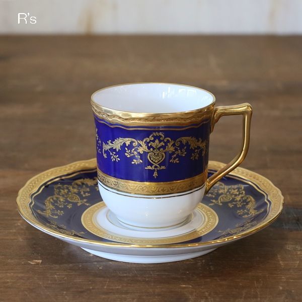 画像2: フランス　RAYNAUD　レイノー　リモージュ　コーヒーカップ＆ソーサー　濃紺×金彩　未使用品（む4332）