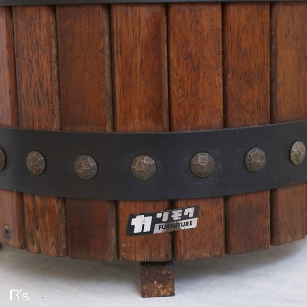 カリモク 木製 傘立て アンブレラスタンド 樽型 ユーズド品（店4342 