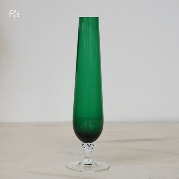 画像2: ガラス　フラワーベース　一輪挿し　グリーン　ユーズド品（ｘ4572）