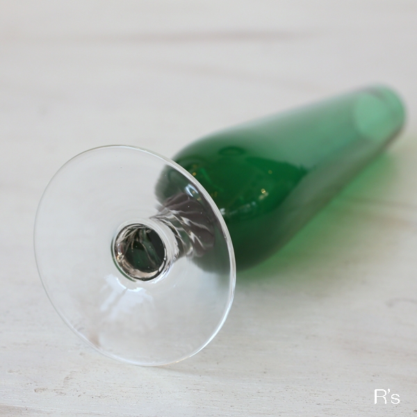 画像5: ガラス　フラワーベース　一輪挿し　グリーン　ユーズド品（ｘ4572）