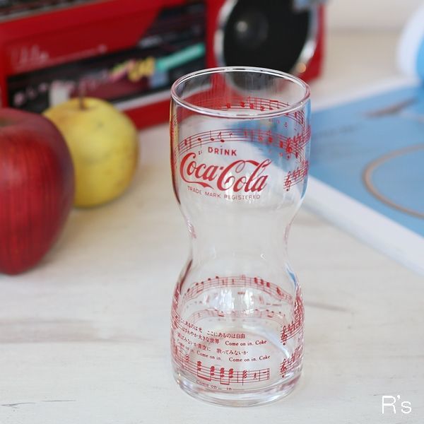画像1: コカ・コーラ　Come on in. Coke　あふれる光の中で　楽譜＆歌詞付きタンブラー　トールグラス　赤　未使用品（ｗ4635）