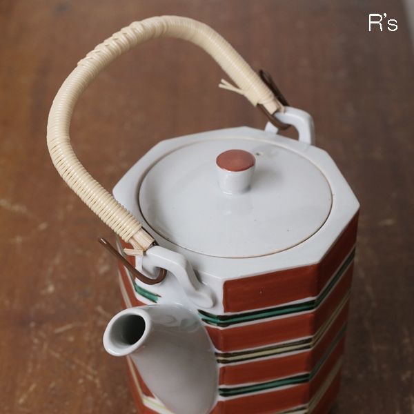 幸兵衛窯 茶器揃え 色筋土瓶と湯呑5客 未使用品（つ4660） - リユース