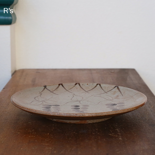 画像3: 陶器の皿　22ｃｍ丸皿　ぶどう柄　未使用品（K4916)