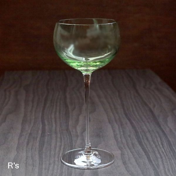 画像1: レトロ　ワイングラス　カクテルグラス　グリーン　未使用品（店4983）