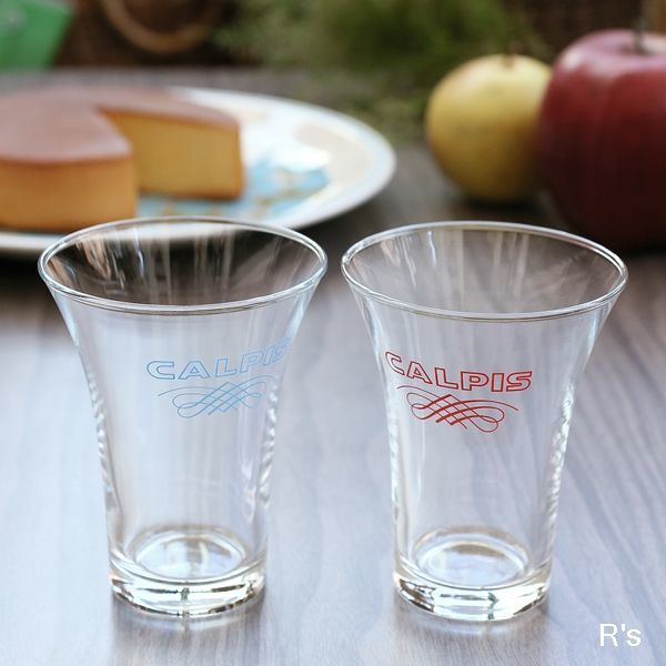 レトロ CALPIS カルピス 朝顔グラス 赤と青 2客セット 未使用品（ｒ5104） - リユースショップ R's