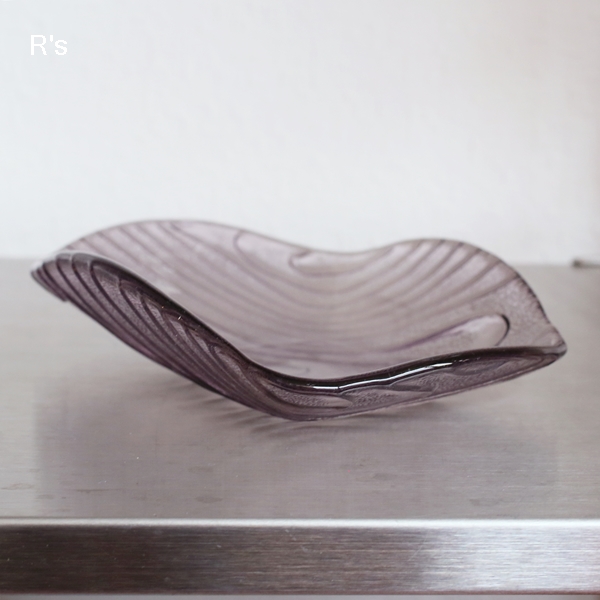 画像3: レトロ　ガラスプレート　小皿　水紋　パープル　未使用品（ニ5120）