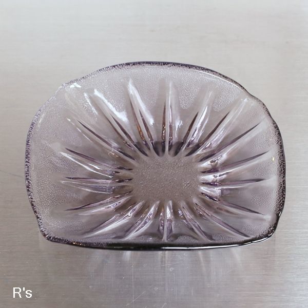 画像4: レトロ　ガラスプレート　小皿　放射紋　パープル　未使用品（ニ5121）