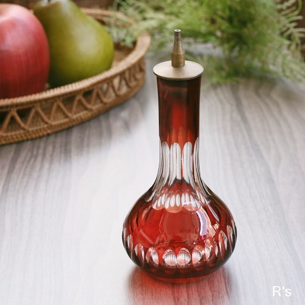 画像1: ビターズボトル　ガラス瓶　赤　アンティーク品（CC5165)