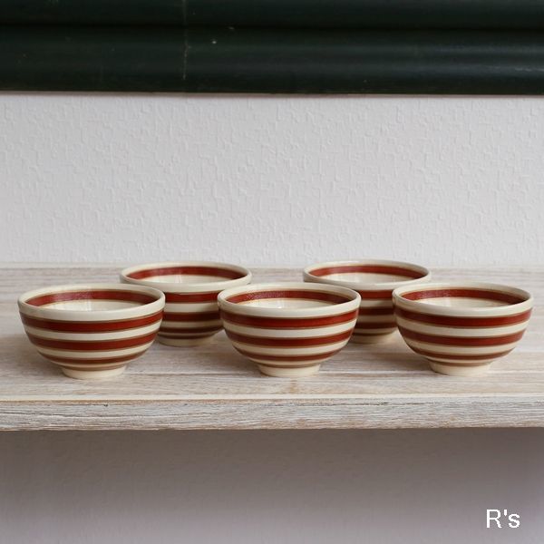 画像2: 京焼　縞模様　小鉢　5個セット　未使用品（フ5213）
