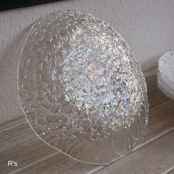 HOYA CRYSTAL 保谷クリスタル ガラス銘々皿 5客セット あじさい模様 未使用品 箱付き（モ5243） - リユースショップ R's