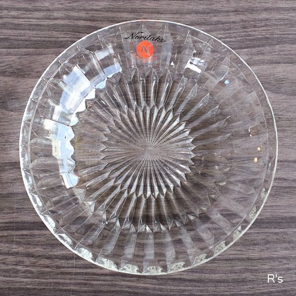 画像4: ノリタケクリスタル　ガラスプレート　小皿　放射柄　未使用品（ｖ5265）
