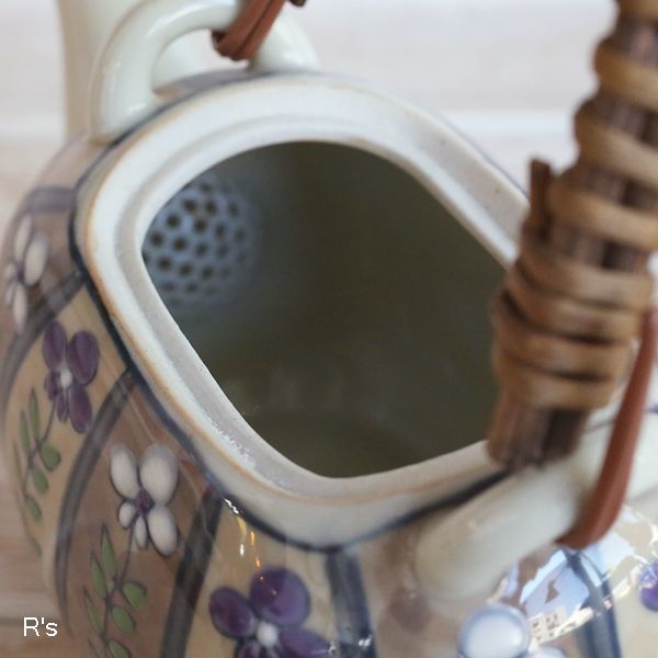 画像4: K.YO　1996　レトロ　小さな土瓶　草花柄　未使用品（u 5369）