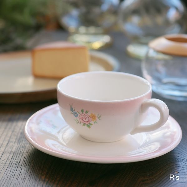 画像1: HOUSE　OF　Lloyd　JAPAN　ハウスオブロイド　ティーカップ＆ソーサー　花柄　ピンク　未使用品（ナ5546）