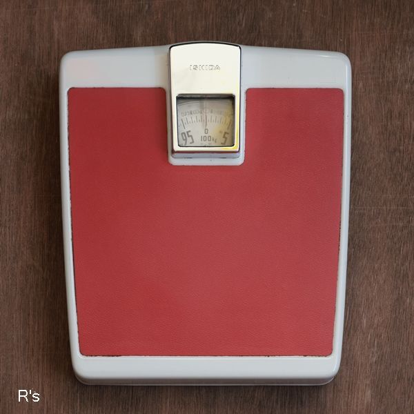 画像1: ISHIDA　レトロ　体重計　ヘルスメーター　赤　ユーズド品（店5630）