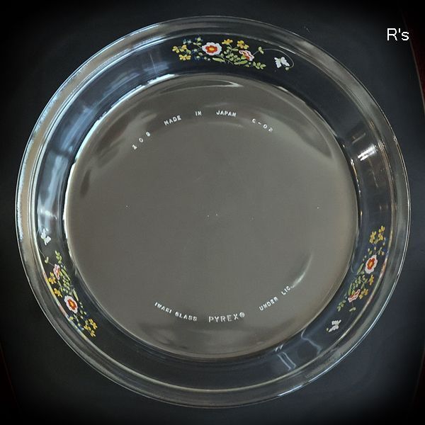 画像1: パイレックス　岩城硝子　レトロ　25ｃｍプレート　ガラス深皿　小花柄　未使用品（よ5697）