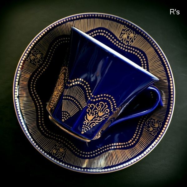画像1: 幸兵衛窯　コーヒーカップ＆ソーサー　金彩　展示品（PP5723）