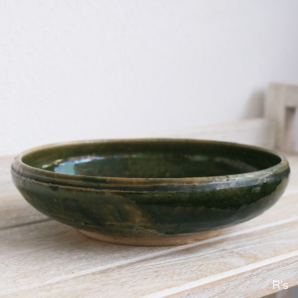 瀬戸物 織部焼 盛鉢 18ｃｍ深皿 蕪絵 未使用品（キ5742） - リユース 