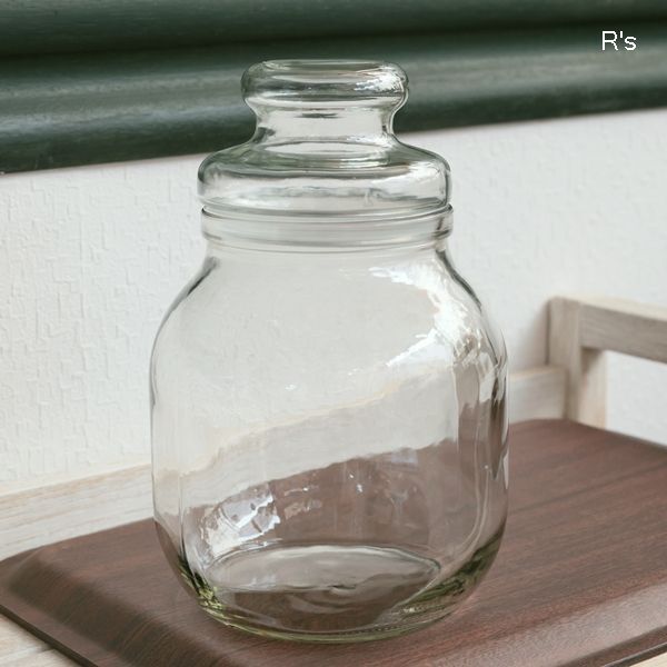 画像2: レトロ　ガラスキャニスター　蓋付きガラス容器　密閉瓶　ユーズド美品（店1966）