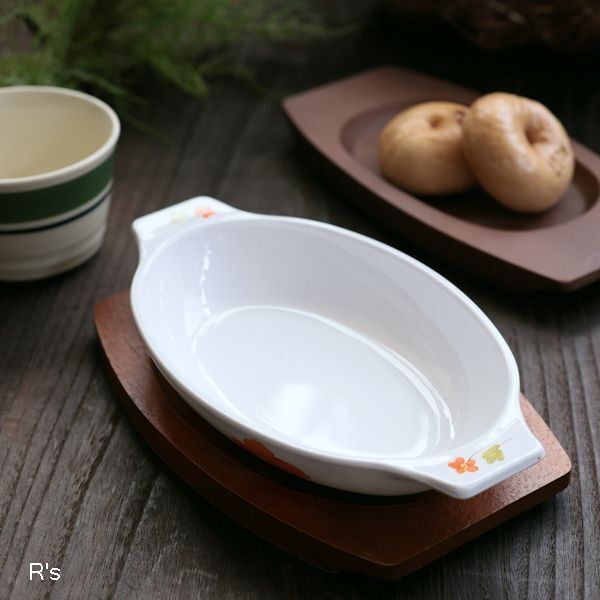 NARUMI 鳴海製陶 クックマスター グラタン皿 木製受け皿付き 未使用品 