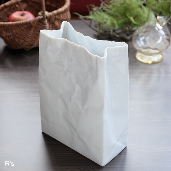 画像1: セラミック・ジャパン　CRINKLE　SUPER　BAG　小松誠デザイン　フラワーベース　白　ユーズド品（TT3488）