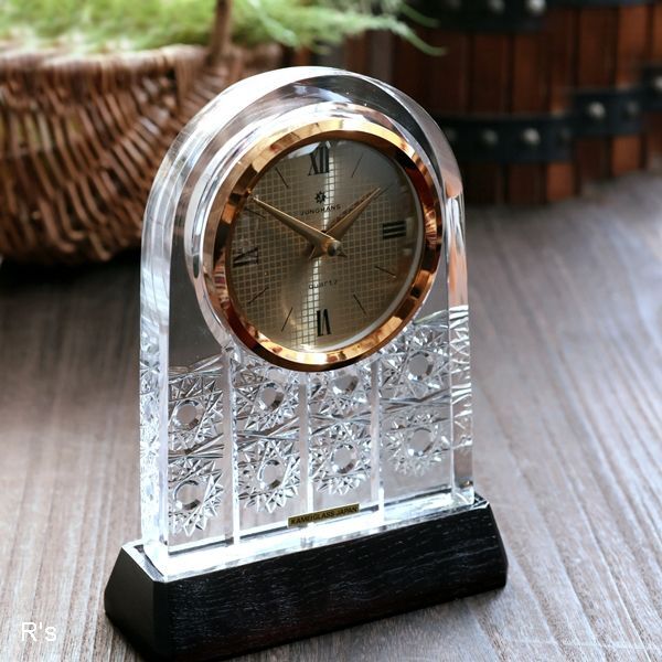 画像1: ドイツ　JUNGHANS　ユンハンス　ガラス置き時計　KAMEIGLASS　展示品