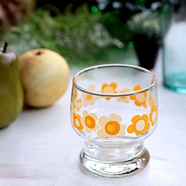 画像1: Sasaki　Glass　佐々木硝子　グランプラス　オールド　ロックグラス　花柄　未使用品（シ6040）