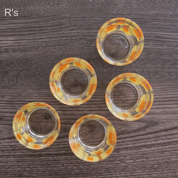 画像4: Sasaki　Glass　佐々木硝子　タンブラー5客セット　収納スタンド付き　花柄　未使用品 (p 6250)