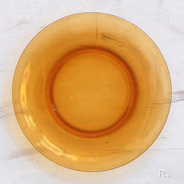 画像2: フランス　VERECO　ベレコ　ガラス　23ｃｍプレート　アンバー　未使用品 (d3277)