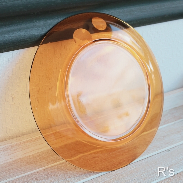 画像7: フランス　DURALEX　デュラレックス　23ｃｍガラスプレート　アンバー　未使用品 (p6252)