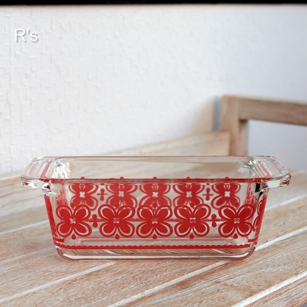 画像2: iwaki　岩城硝子　レトロ　角型ガラス　花柄　未使用品（ひ6272）